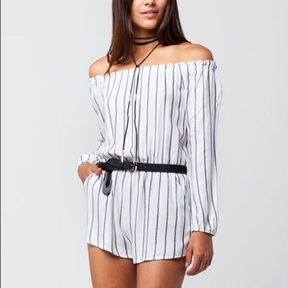 Black and White Striped Romper